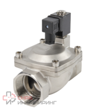 Клапан электромагнитный DN.ru VS431-VT-NC-220VAC 1 1/2" Ду40 Ру16, соленоидный двухходовой, корпус - нержавеющая сталь 304, уплотнение - Viton, резьбовой, нормально-закрытый, пилотный, катушка - 220В