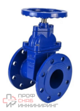 Задвижка клиновая 30ч39р (аналог МЗВ) DN.ru GVWN1414E-2W-F-S blue Ду150 Ру10/16 фланцевая, корпус - чугун GGG50, уплотнение - EPDM, со штурвалом и невыдвижным штоком, цвет - синий