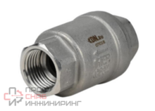 Клапан обратный DN.ru VCS3232P-T 1/2″ Ду15 Ру16 резьбовой, пружинный, корпус - нержавеющая сталь AISI 316, диск - нержавеющая сталь AISI 316, уплотнение - PTFE