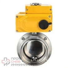 Затвор дисковый поворотный DN.ru WBV3131E-2W-T-H Ду25 Ру10 пищевая нержавеющая сталь 304, уплотнение - EPDM, резьбовой, с электроприводом DN.ru QT-N-005EM-O1-220VAC-У1 220В