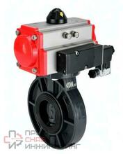 Затвор дисковый поворотный DN.ru WBV4242E-2W-Fb-ISO Дн50 Ру10 межфланцевый, корпус - НПВХ, диск - НПВХ, уплотнение - EPDM, с пневмоприводом PA-SA-065 и пневмораспределителем 4M310-08 220В