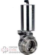 Затвор дисковый поворотный DN.ru WBV3131S-2W-T-H Ду100 Ру10 пищевая нержавеющая сталь 304, уплотнение – Silicon, резьбовой, с пневмоприводом DN.ru PA-SA-85 с возвратными пружинами