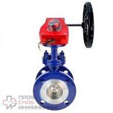 Затвор дисковый поворотный с тройным эксцентриситетом DN.ru WBV3EX-3432M-1W-F-ISO Ду65 Ру25 корпус - сталь WCB, диск - нержавеющая сталь 316, уплотнение - METAL, с редуктором DN.ru HGBF RQN1-180Z с индикатором положения и датчиком обратной связи