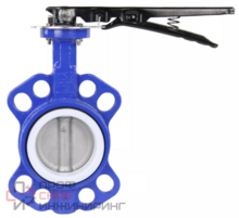 Затвор дисковый поворотный DN.ru WBV3432E-2W-Fb-R Ду500 Ру16 межфланцевый, корпус - углеродистая сталь WCB, диск — нержавеющая сталь 316L, уплотнение - EPDM, с редуктором