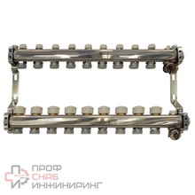 Коллекторный блок Gekon для теплого пола и радиаторного отопления 1"x3/4"EU отверстий-9, в комплекте: термостат., Gekon_Armatura