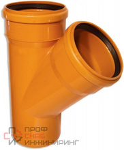 Тройник 45° 110-110 Valfex раструб-труба, оранжевый, нар. канализ