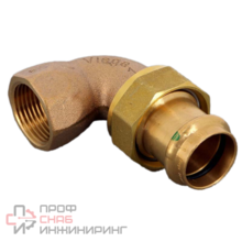 Угловое резьбовое соединение Sanpress, c SC-Contur 28х1", с плоским уплотнением, с переходом на внутреннюю резьбу, бронза, модель 2255
