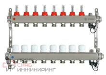 Коллекторная группа 1"х3/4" 8 вых с расходомерами TAEN (с руч.возд. и слив.краном, нерж.сталь)