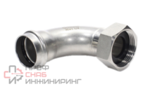 Отвод 90 35-1 1/4", WAAG Heavy Inox, пресс-резьба, вн., сталь нержавеющая, с накид.гайкой