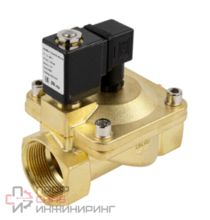 Клапан электромагнитный DN.ru VS400-ET-NC-220VAC 1 1/2" Ду40 Ру16, соленоидный двухходовой, корпус - латунь, уплотнение - EPDM, резьбовой, нормально-закрытый, пилотный, катушка - 220В