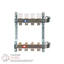 Коллекторная группа 1" х 3 выхода 3/4" с балансировочными и термостатическими вентилями, нерж. сталь