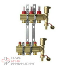 Комплект коллекторов Danfoss FHF-3F set с расходомерами, кронштейнами и воздухоотводчиками, 3 контура