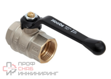 Кран шаровой латунный Hoobs ВР/ВР 2'' с алюминиевой ручкой-рычагом чёрного цвета