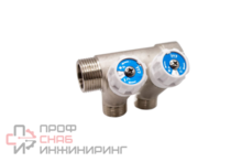 Коллектор РосТурПласт с вентилями латунь наружная резьба 1"х3/4"х4 никелированный