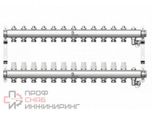 Коллектор нержавеющий Wester 1"-3/4 в сборе на 12 выходов с 2 заглушками