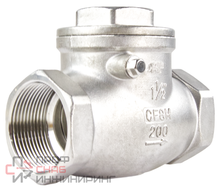 Клапан обратный DN.ru VC3232P-T Ду40 Ру16, корпус - нержавеющая сталь 316, уплотнение - PTFE, поворотный, муфтовый