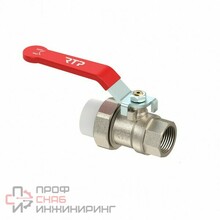 Кран шаровой РосТурПласт PP-R ручка рычаг латунь с переходом на трубу внутренняя резьба 25х3/4" никель