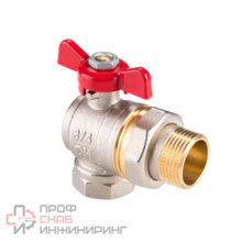 Кран шаровый угловой полнопроходной с полусгоном MVI AquaHit 3/4" вн.-нар., бабочка