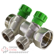 Коллектор SantechSystems латунный с регулирующими клапанами 1" м/р 4в 3/4" ЕК н/р 36мм