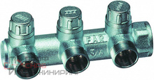 Запорный концевой коллектор FAR 3/4" с 3 отводами евроконус 1/2"