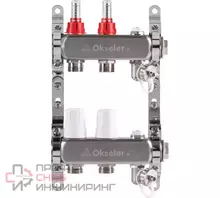 Блок коллекторный OKSELER с расходомерами, дренажным краном и краном Маевского, 2 вых., 1x3/4EK