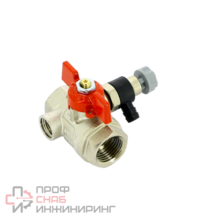 Кран шаровой Uni-Fitt ВВ 1/2" с дренажным вентилем (заглушка 1/4")  бабочка