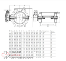 Затвор поворотный с двойным эксцентриситетом чугун EPDM Ду250 Ру10 ред фл д/чуг Benarmo