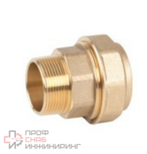 Штекер разъемный GENEBRE 0017 09, DN050 (2" x PE63)  PN16, прямой, компрессионный, полнопроходной, латунь