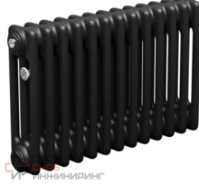 Трубчатый радиатор ТЕПЛОФОРТ трехтрубный, габаритная высота секции 375 мм (межосевое расстояние 300мм)  24 секции, боковое подключение 3/4”, цвет черный матт