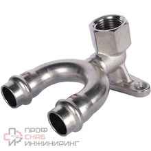 Угольник проходной настенный с креплением Rommer ВПр-ВР 15х1/2 из нержавеющей стали