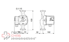Насос Grundfos UPS25-50 130 1x230V 50Hz 9H