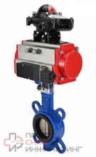 Затвор дисковый поворотный DN.ru WBV3432N-2W-Fb-H Ду100 Ру16, корпус - углеродистая сталь WCB, диск - нержавеющая сталь 316L, уплотнение - NBR, с пневмоприводом DN.ru PA-DA-105, пневмораспределителем 4M310-08 220В и БКВ APL-210N