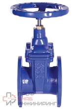 Задвижка с обрезиненным клином Rushwork 101-600-16, DN600, PN16, корпус - GJS-500-7 (GGG50)  клин - GJS-500-7 (GGG50)  уплотнение - EPDM, Ф/Ф, штурвал