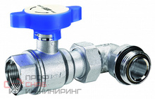 Шаровой кран FAR с угольником хром. 1"ВР х 1"НР синяя рукоятка O-ring