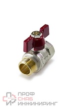 Кран шаровой TIM 3/4 гш «STANDARD» (бабочка красная) никель