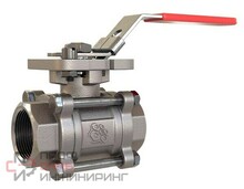 Кран шаровой полнопроходной РАШВОРК 7025 DN020 PN63, CF8M / AISI316 / PTFE, ВР/ВР, ISO 5211, рукоятка-рычаг, кв.9мм