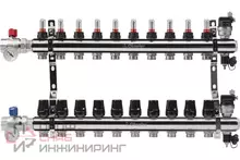 Блоки коллекторные латунные OKSELER с расходомерами и автоматическими воздухоотводчиками, шаровыми кранами с термометрами, 10 выходов