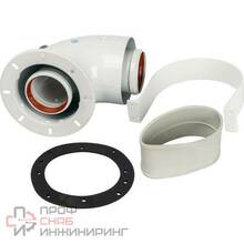 Элемент дымохода STOUT DN60/100 адаптер для котла угловой 90° коаксиальный (совместимый с Bosch, Buderus)