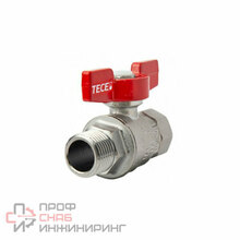 Кран шаровой полнопроходной TECE, резьба внутр./наруж., хром., ручка -бабочка красная, 1"