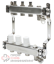 Коллекторы Okseler с регулировочными клапанами, c дренажным краном и краном Маевского 4 выхода, 1 x 3/4