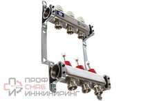 Коллекторная группа 1"х3/4" 3 вых с расходомерами и регулировочными вентилями, нерж.сталь STOUT