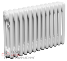 Трубчатый радиатор ТЕПЛОФОРТ трехтрубный, габаритная высота секции 375 мм (межосевое расстояние 300мм)  12 секций, нижнее подключение ½”, термовставка, цвет белый глянец
