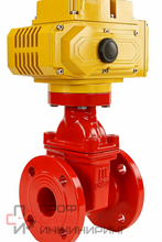 Задвижка клиновая 30ч939р аналог МЗВ DN.ru GVWN1414E-2W-F Ду125 Ру16 фланцевая, клин - обрезиненный, шпиндель - невыдвижной, корпус - чугун GGG-50, уплотнение - EPDM, цвет - красный, с электроприводом DN.ru MT-N-020EM-O1-380VAC-У1 380В