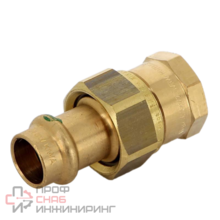 Разъёмное соединение Sanpress с SC-Contur 15x1/2", с плоским уплотнением, с переходом на внутреннюю резьбу, бронза, модель 2262