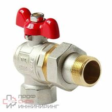 Кран шаровой полнопроходной угловой со сгоном 1/2, ручка-бабочка, Н-В, ProAqua