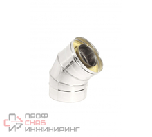 Отвод сэндвич Теплов и Сухов 45 d 150 х 250 толщина 0,8 х 0,5 нержавеющая сталь с хомутом