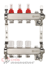 Группа коллекторная Aquasfera нержавеющая сталь расход 1" м/м 12в 3/4" ЕК н/р в/к
