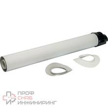 Элемент дымохода конденсационный Stout участок для прохода через стену с манжетами и оголовком 854 мм D60/100 м/п PP-FE