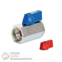 Кран шаровой мини TIM 1/2 гг хромированный (красные и синие ручки)