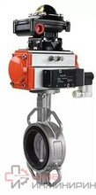 Затвор дисковый поворотный DN.ru WBV3232N-2W-Fb-H Ду100 Ру16, корпус - нержавеющая сталь 316L, диск - нержавеющая сталь 316L, NBR, с пневмоприводом DN.ru PA-DA-105, пневмораспределителем 4M310-08 24В, БКВ APL-510N EX и БПВ AFC2000